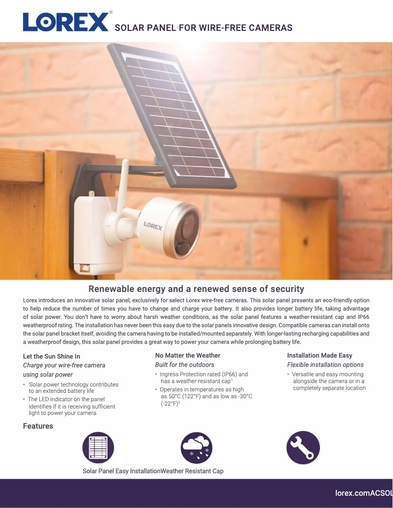 Page n°1 - Fiche technique Lorex ACSOL1B