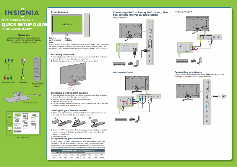 Page n°1 - Manuel utilisateur Insignia NS46L780A12