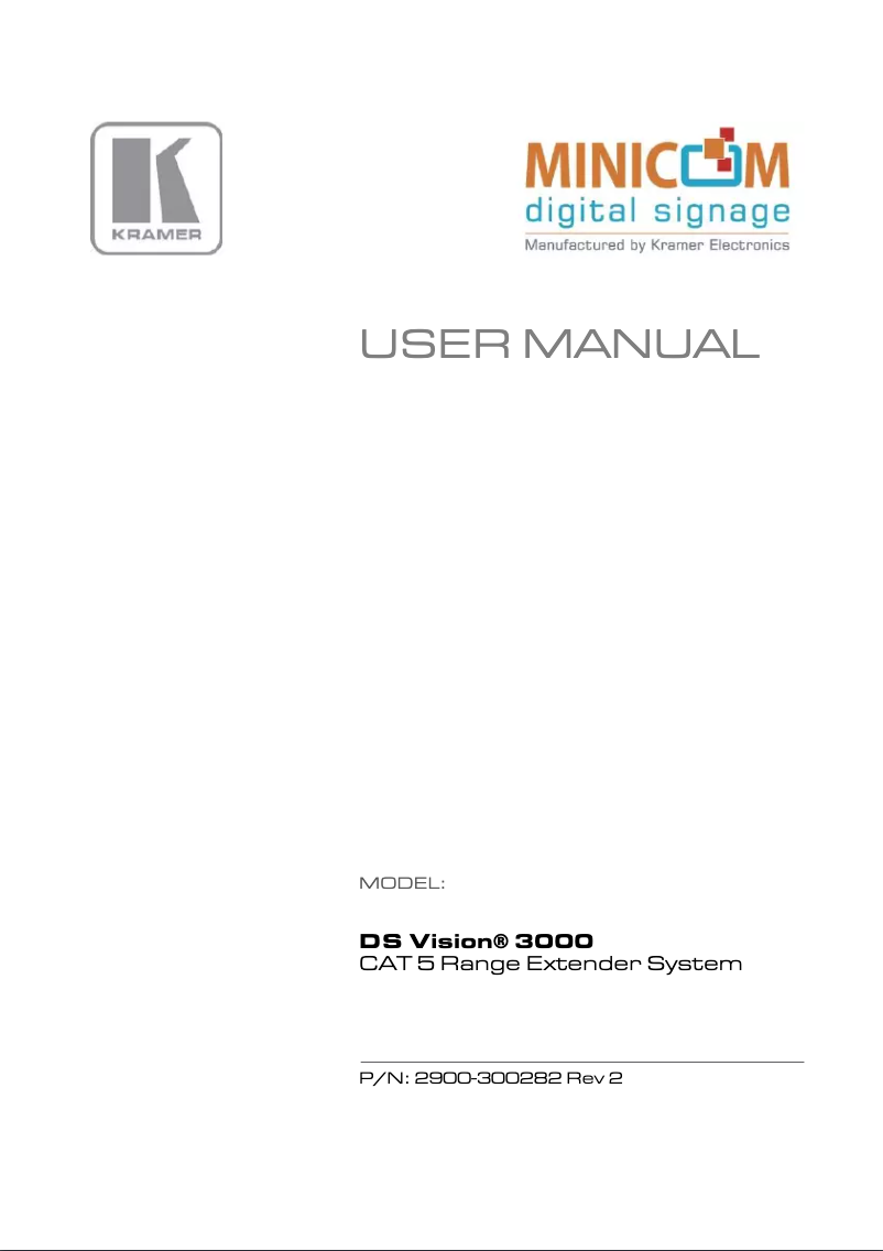 Page n°1 - Manuel utilisateur Kramer DSV3K-LS