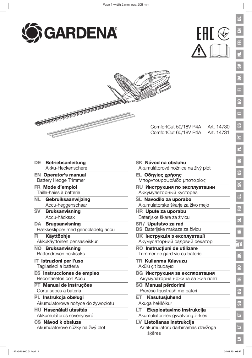 Image de la première page du manuel de l'appareil ComfortCut 60/18V P4A