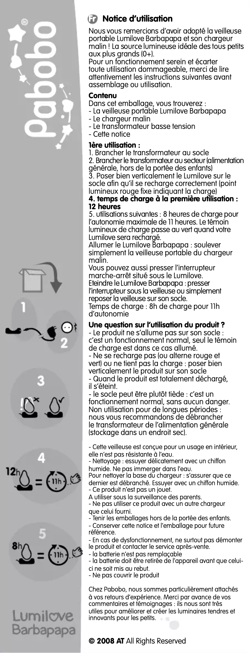 Image de la première page du manuel de l'appareil Barbapapa