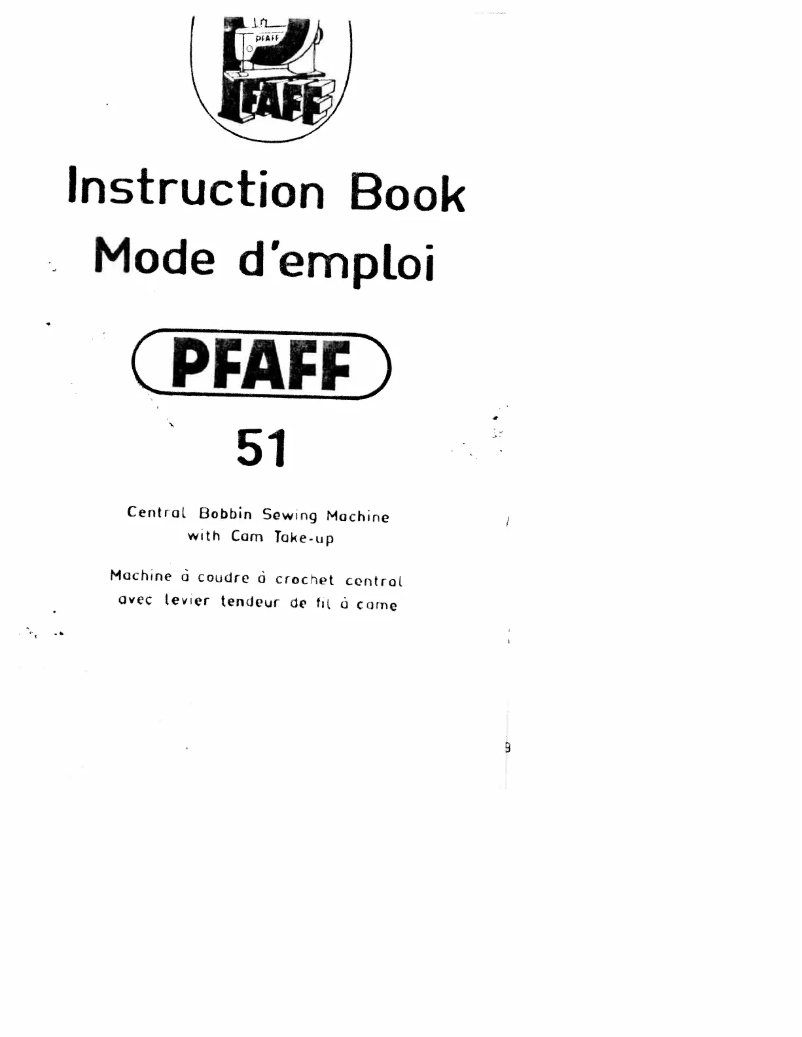 Page 1 de la notice Manuel utilisateur Pfaff 51