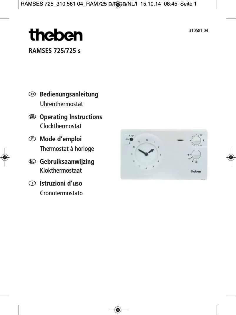 Page n°1 - Manuel utilisateur Theben Ramses 725 S