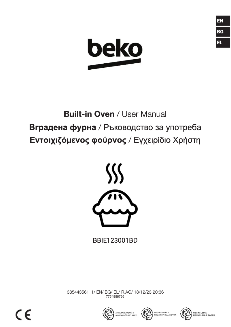 Page 1 de la notice Manuel utilisateur Beko BBIE123001BD