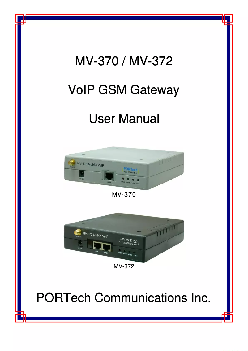 Image de la première page du manuel de l'appareil MV-372