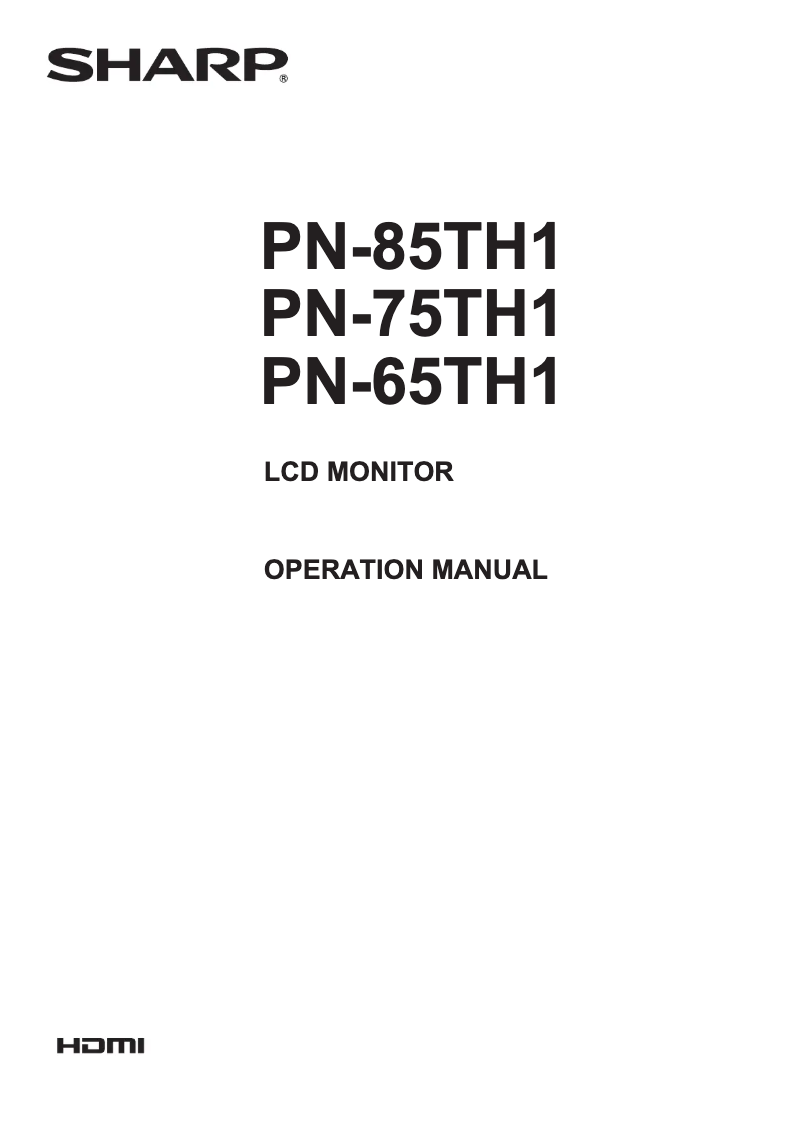 Page n°1 - Manuel utilisateur Sharp PN-75TH1