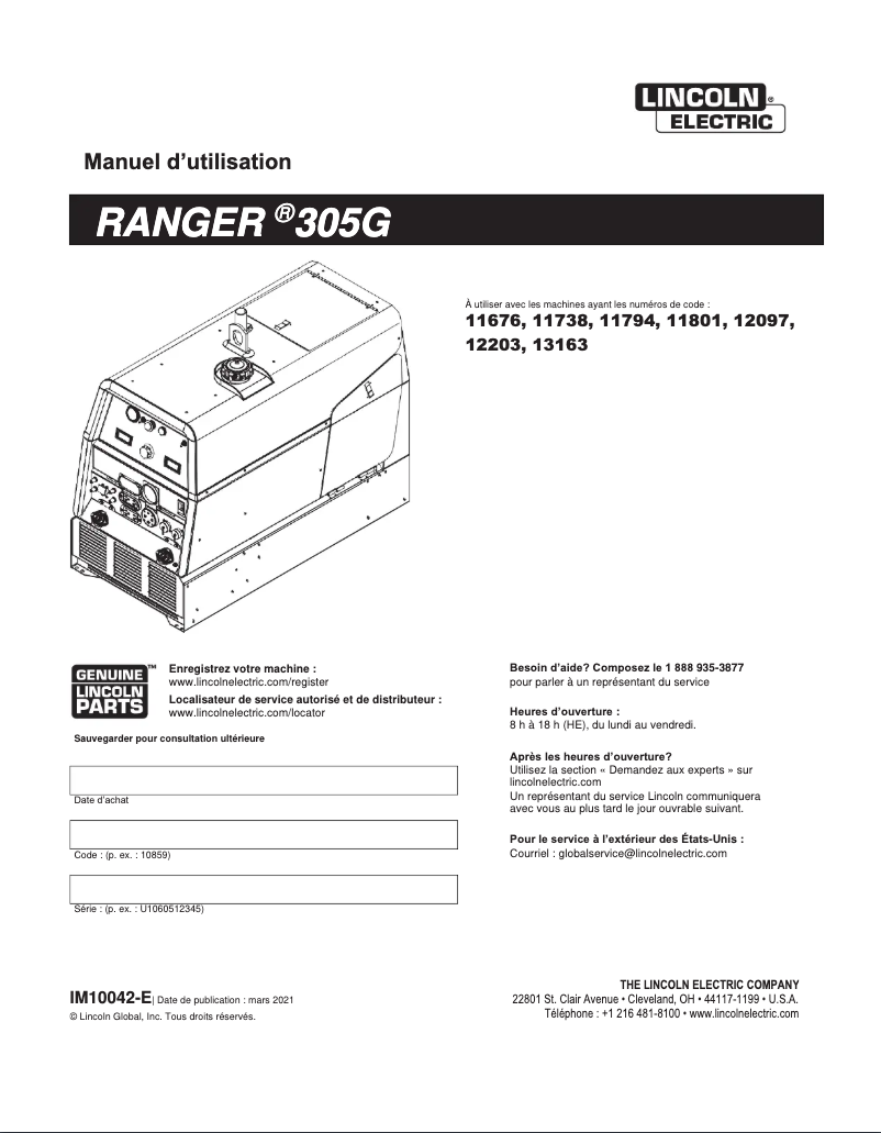 Image de la première page du manuel de l'appareil Ranger 305 G