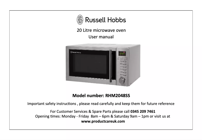 Page n°1 - Manuel utilisateur Russell Hobbs RHM2048SS