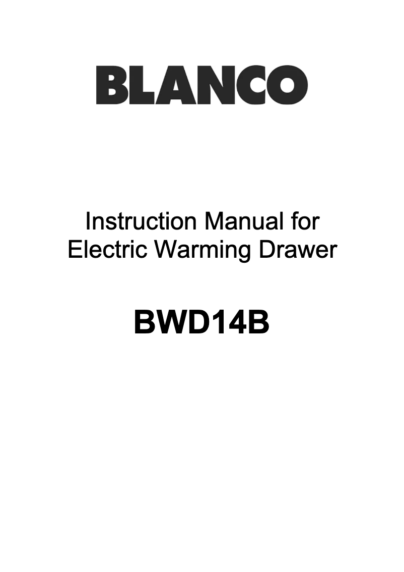 Page 1 de la notice Manuel utilisateur BLANCO BWD14B
