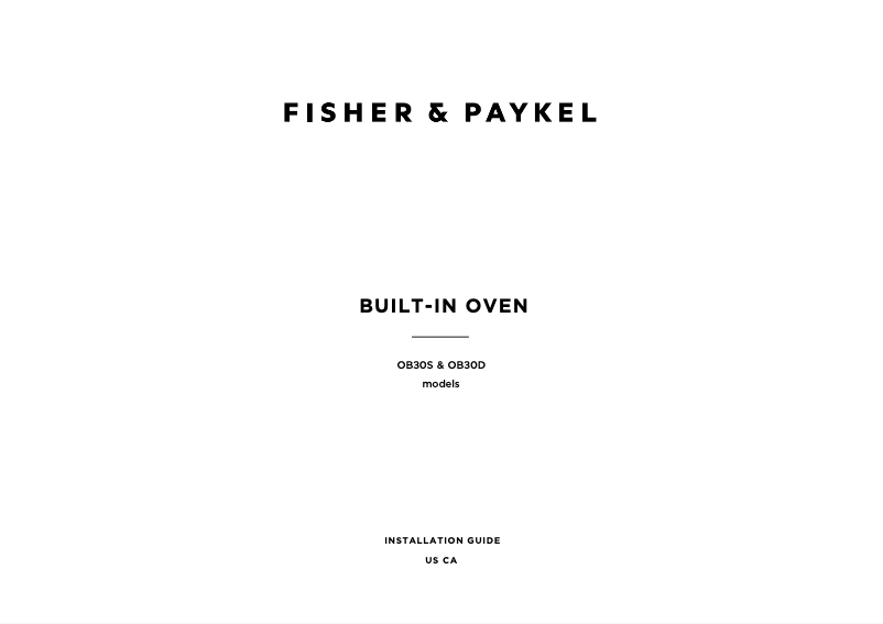 Page 1 de la notice Guide d'installation Fisher & Paykel OB30SD17PLX1
