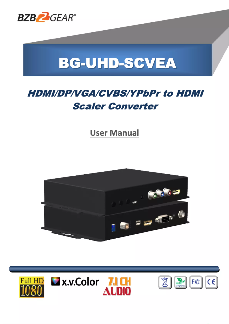 Page 1 de la notice Manuel utilisateur BZBGear UHD-SCVEA