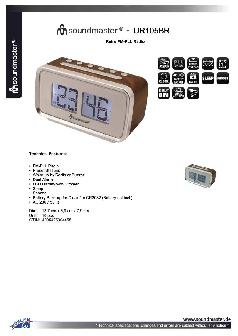 Image de la première page du manuel de l'appareil UR105BR