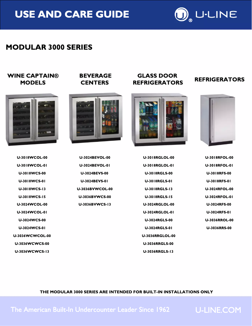 Page n°1 - Manuel utilisateur U-Line U-3018WCS-15