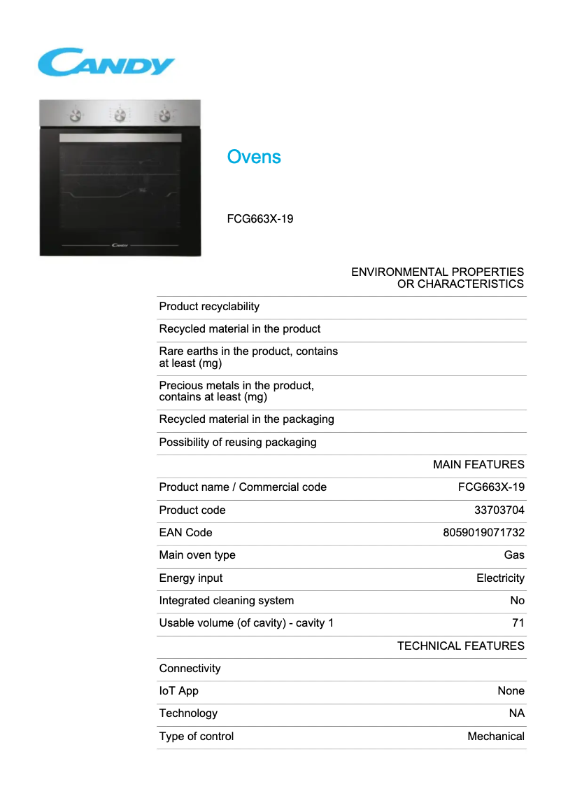 Image de la première page du manuel de l'appareil FCG663X-19