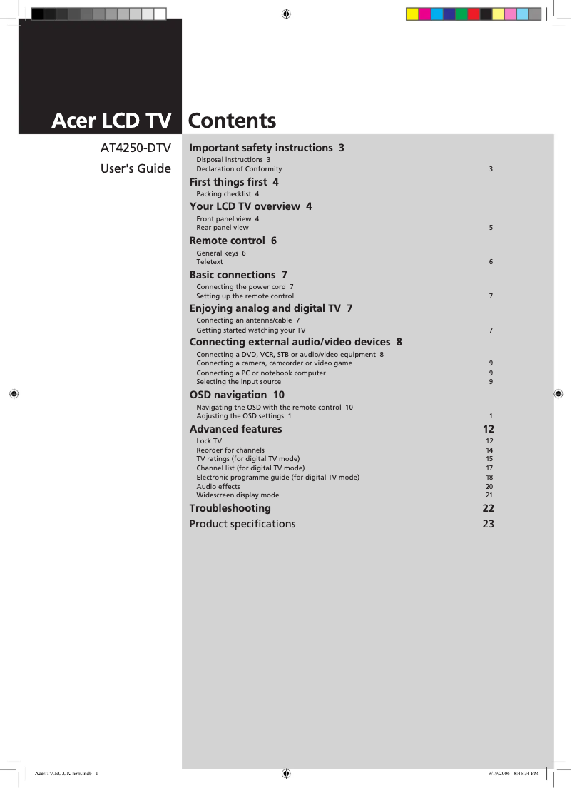 Página 1 del manual Manual de usuario Acer AT4250