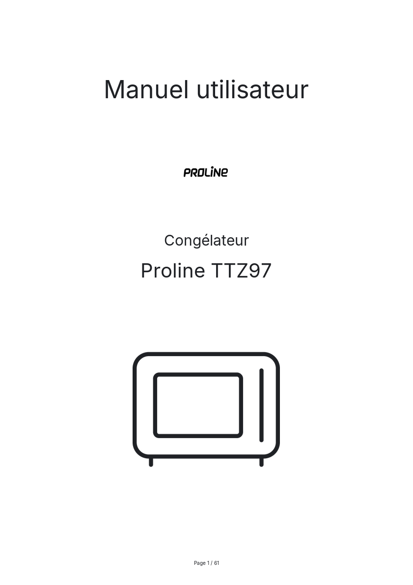 Page n°1 - Manuel utilisateur Proline TTZ97