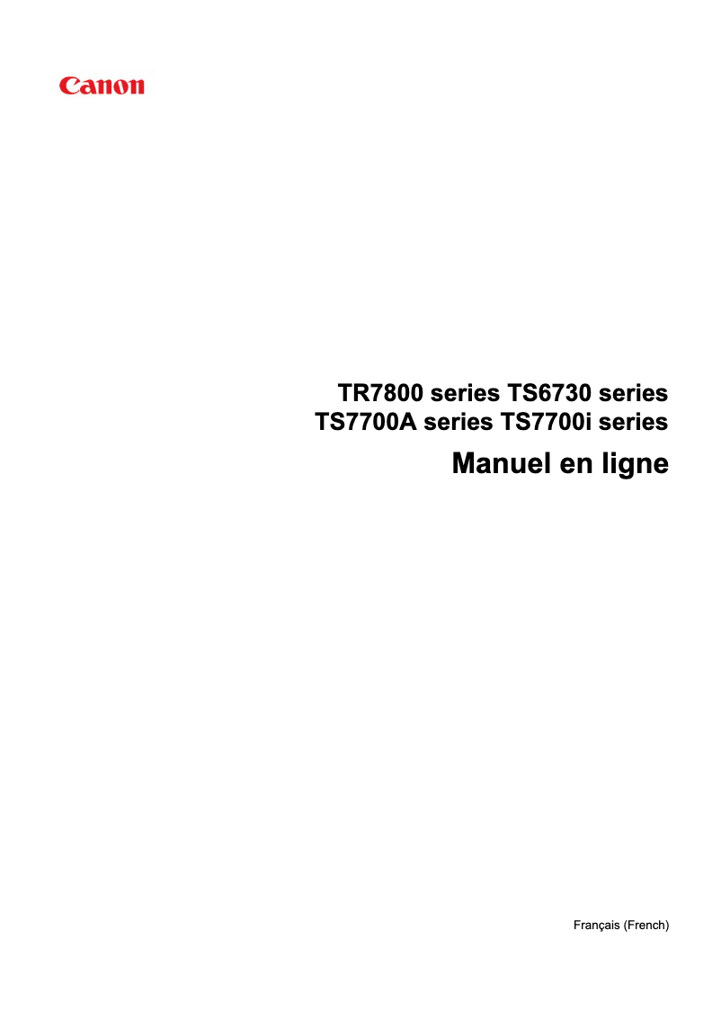Page 1 de la notice Manuel utilisateur Canon PIXMA TS7750i