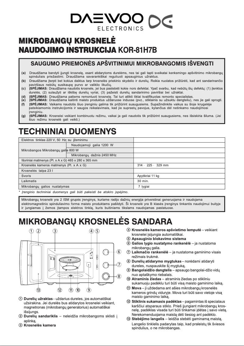 Image de la première page du manuel de l'appareil KOR-81H7B