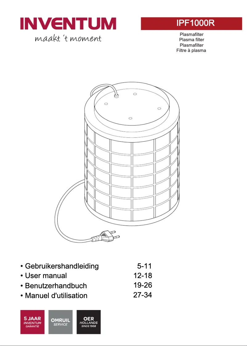 Page n°1 - Manuel utilisateur Inventum IPF1000R