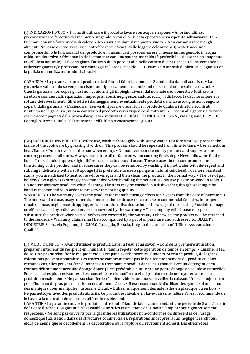 Page 1 de la notice Manuel utilisateur Aeternum Easy Chef