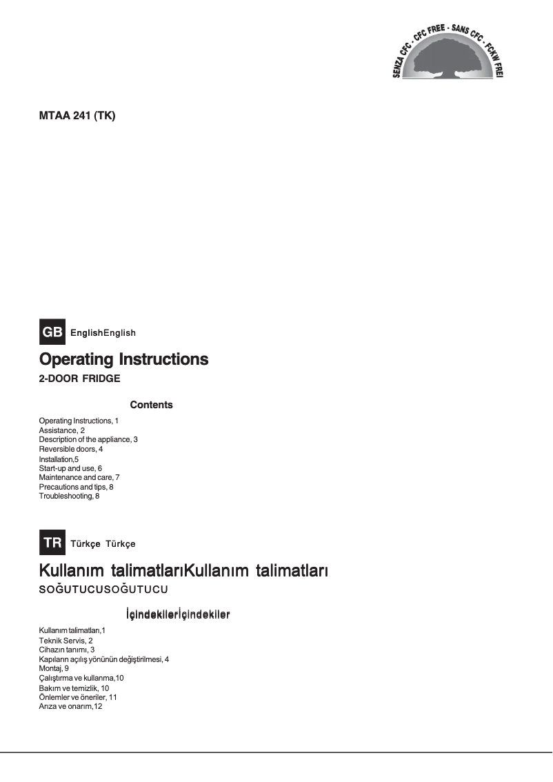 Image de la première page du manuel de l'appareil MTAA 241 V (TK)