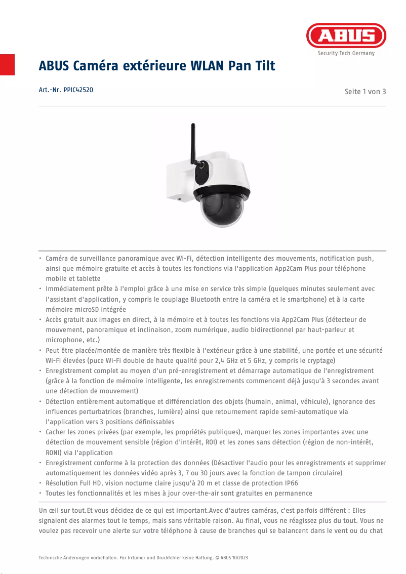 Image de la première page du manuel de l'appareil PPIC42520