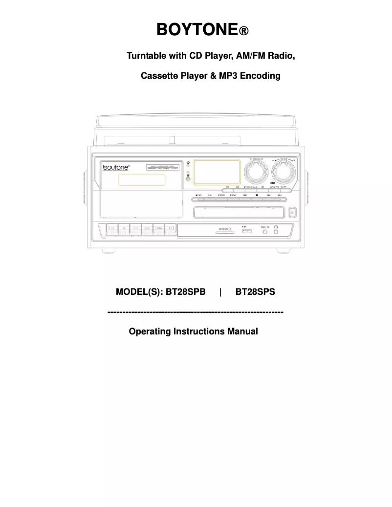 Page n°1 - Manuel utilisateur Boytone BT-28MB