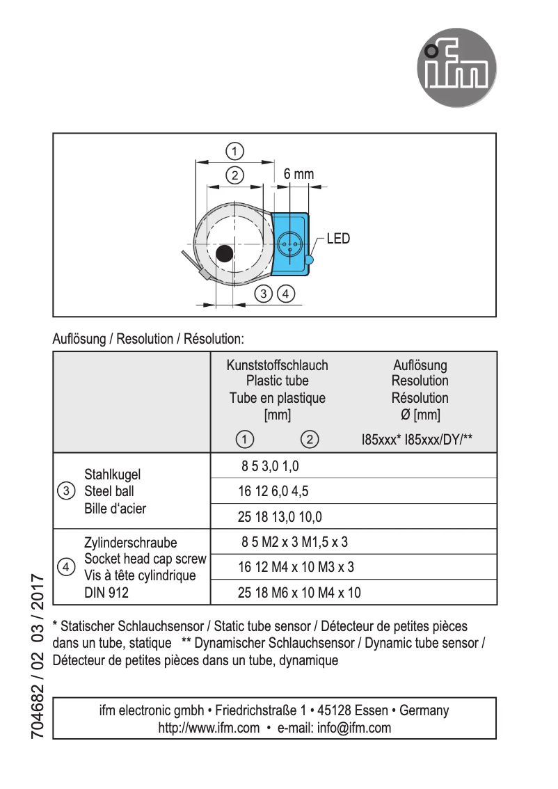 Page 1 de la notice Manuel utilisateur IFM I85001