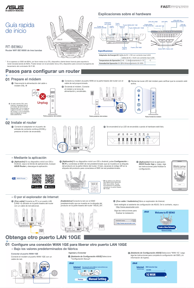 Page 1 de la notice Guide de démarrage rapide Asus RT-BE96U