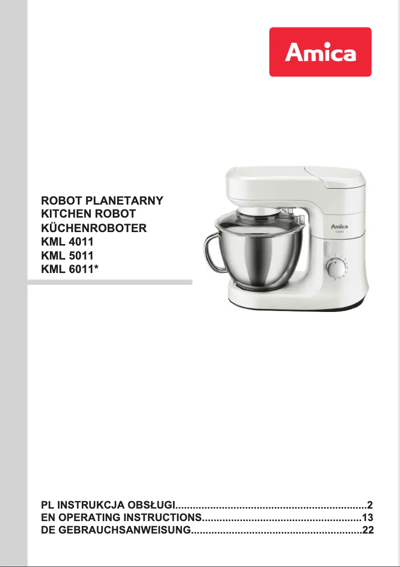 Page n°1 - Manuel utilisateur Amica KML 4011