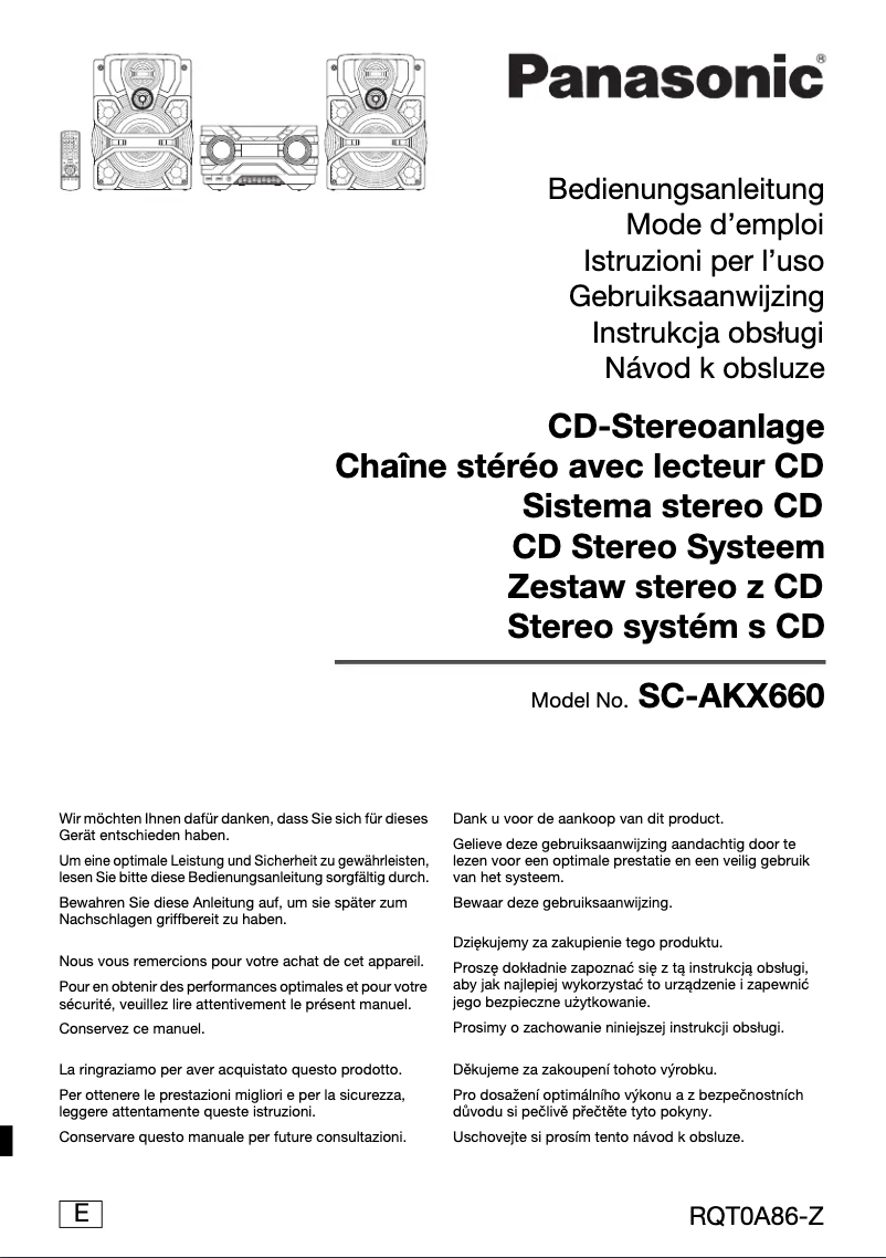 Image de la première page du manuel de l'appareil SC-AKX660