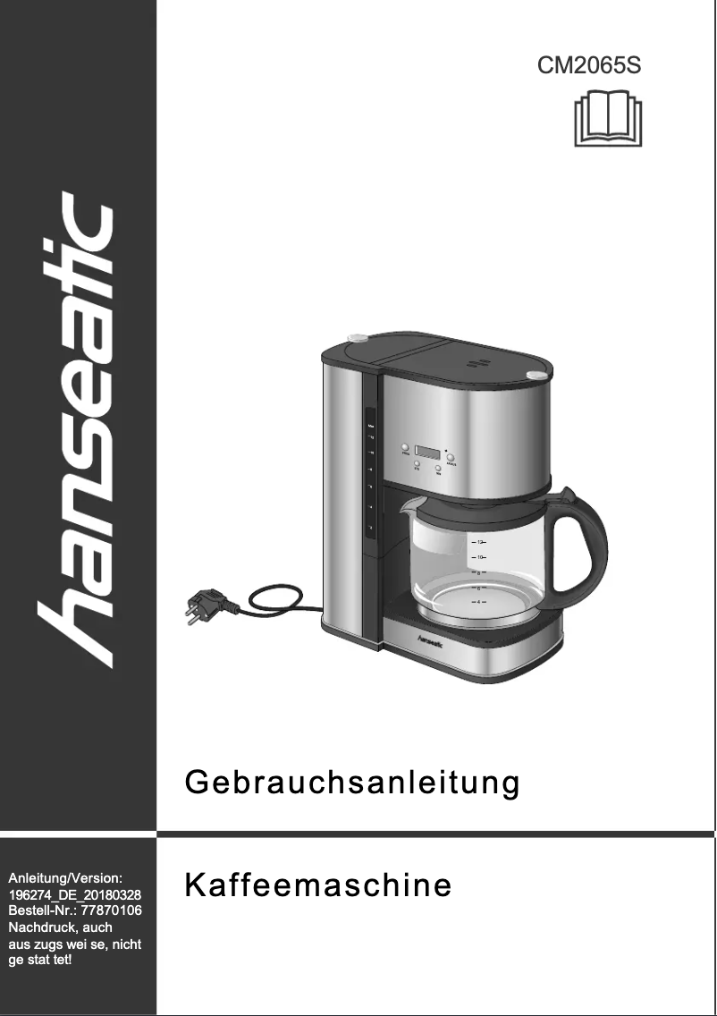 Image de la première page du manuel de l'appareil CM2065ST