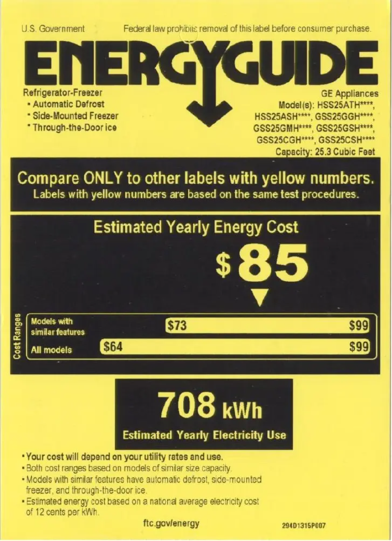 Page 1 de la notice Label énergétique Hotpoint HSS25ASHSS