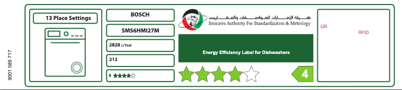 Page 1 de la notice Label énergétique Bosch SMS6HMI27M