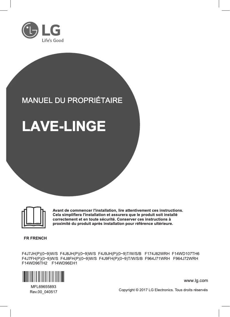 Page 1 de la notice Manuel utilisateur LG F14WD107TH6