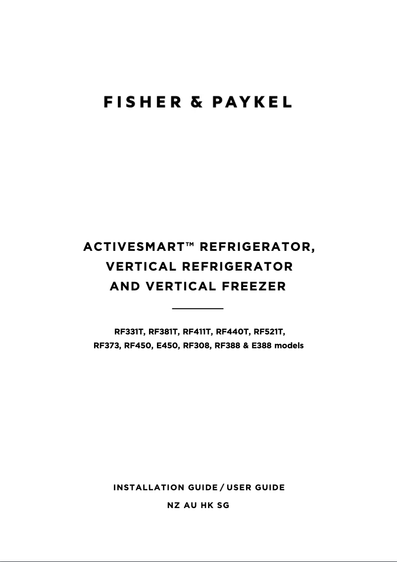 Page n°1 - Guide d'installation Fisher & Paykel RF308FRDW1