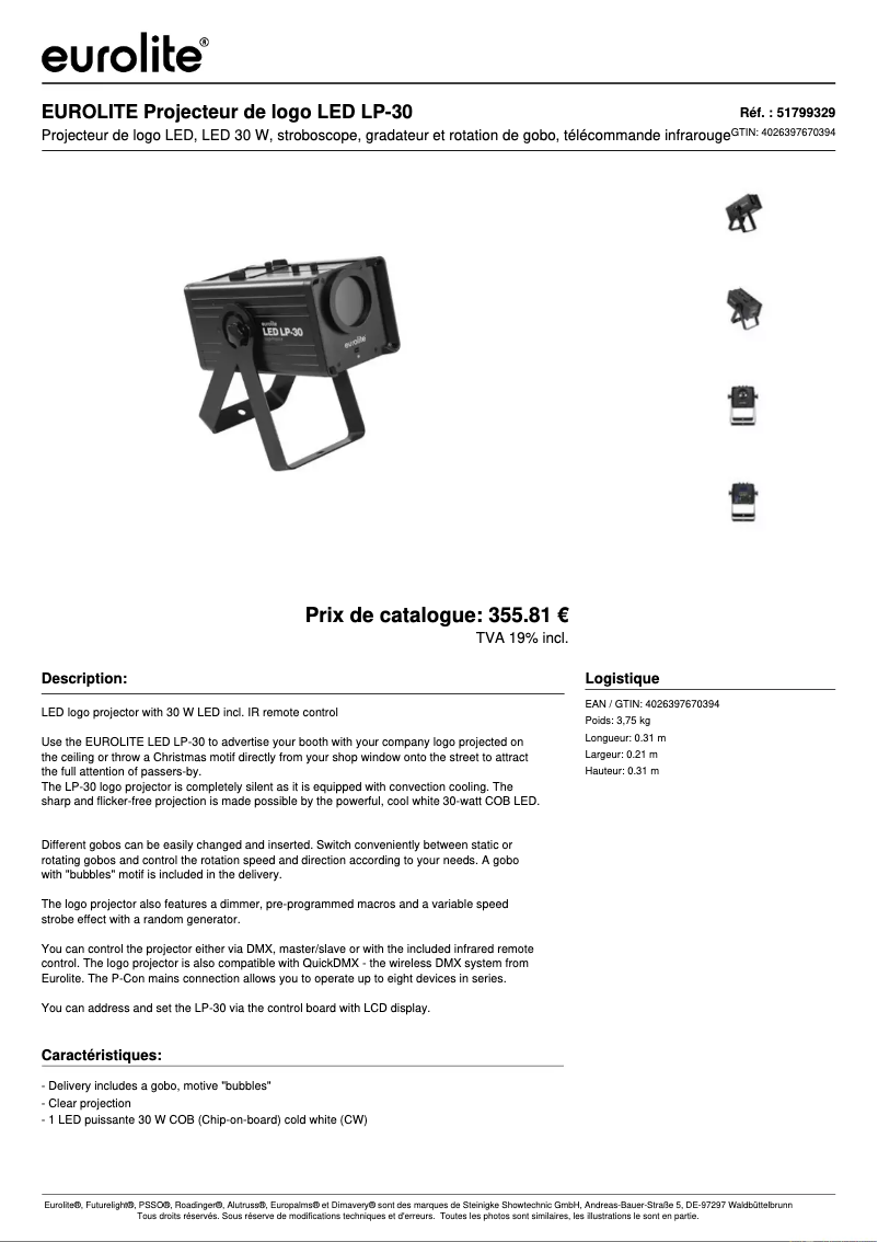 Image de la première page du manuel de l'appareil LED LP-30