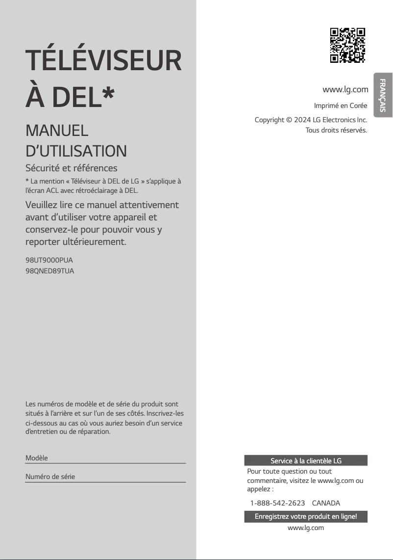 Página 1 del manual Manual de usuario LG 98QNED89TUA