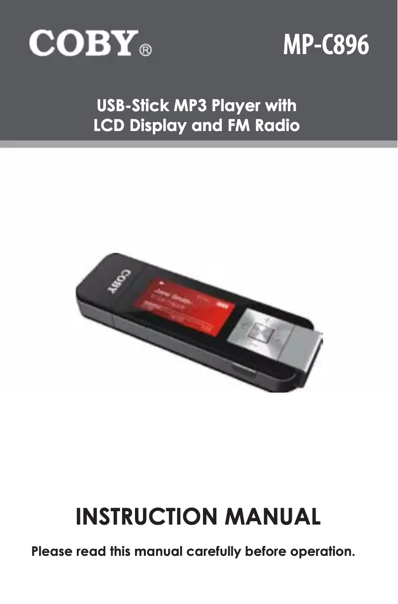 Page n°1 - Manuel utilisateur Coby MPC896