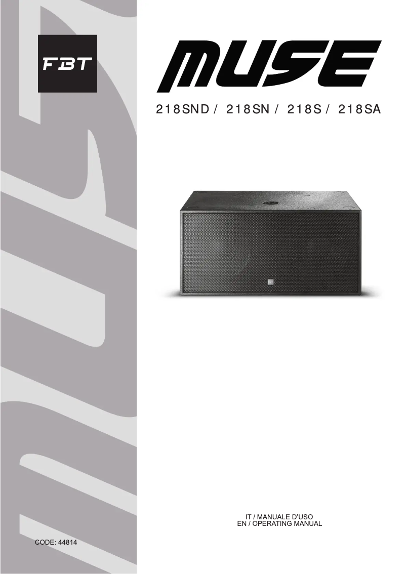 Page 1 de la notice Manuel utilisateur FBT MUSE 218 SND