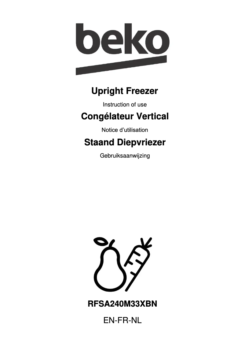 Page 1 de la notice Manuel utilisateur Beko RFSA240M33XBN