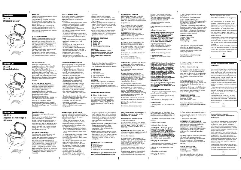 Page 1 de la notice Manuel utilisateur Roadstar UC-223