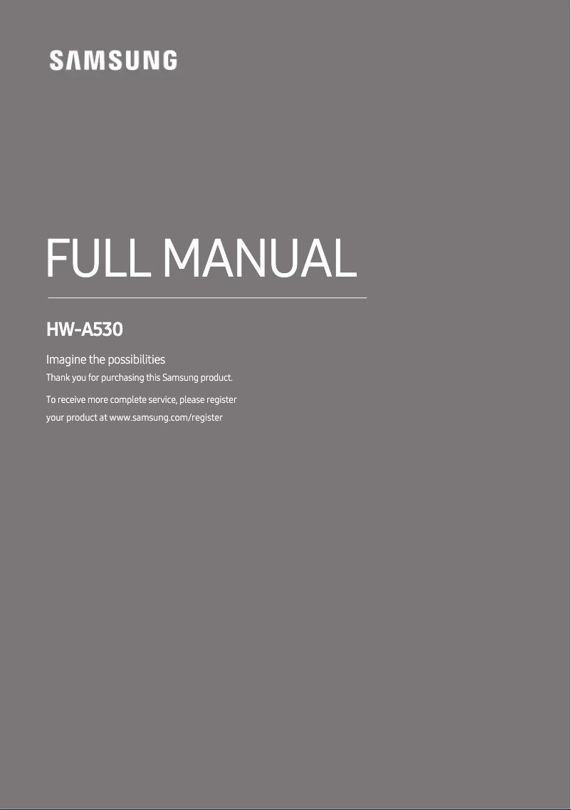 Page n°1 - Manuel utilisateur Samsung HW-A530