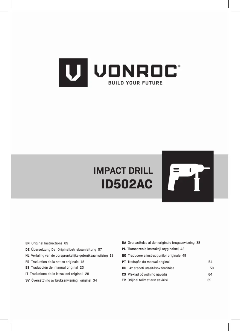 Page n°1 - Manuel utilisateur Vonroc ID502AC