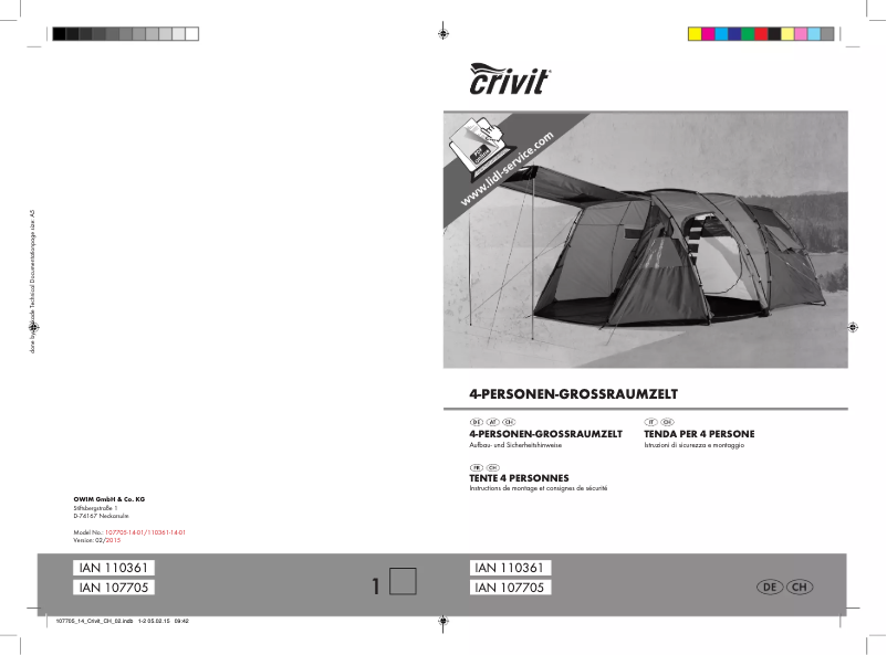 Page 1 de la notice Manuel utilisateur Crivit IAN 107705