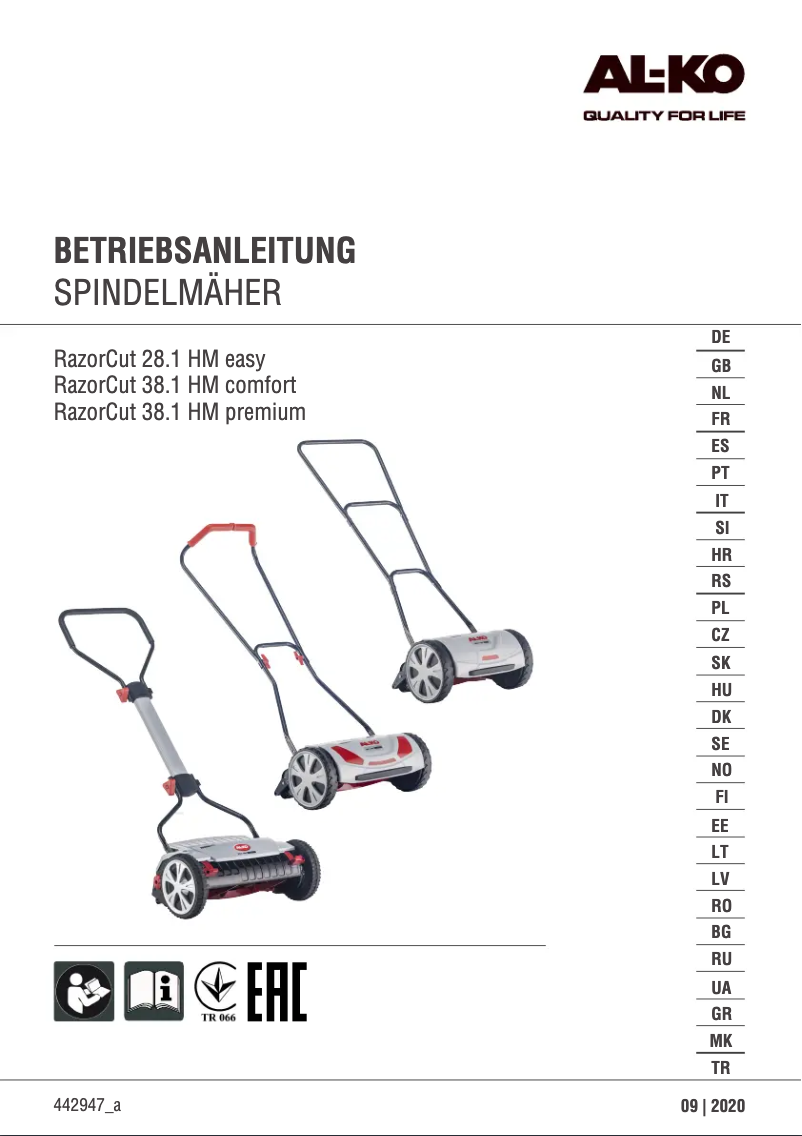 Image de la première page du manuel de l'appareil RazorCut 38.1 HM premium