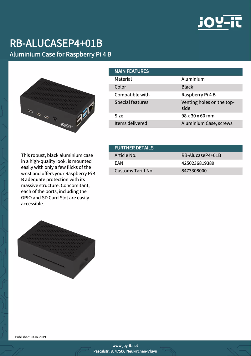 Image de la première page du manuel de l'appareil RB-ALUCASEP4+01B