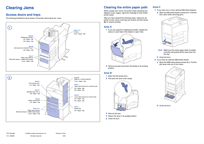 Page 1 de la notice Fiche technique Lexmark C752