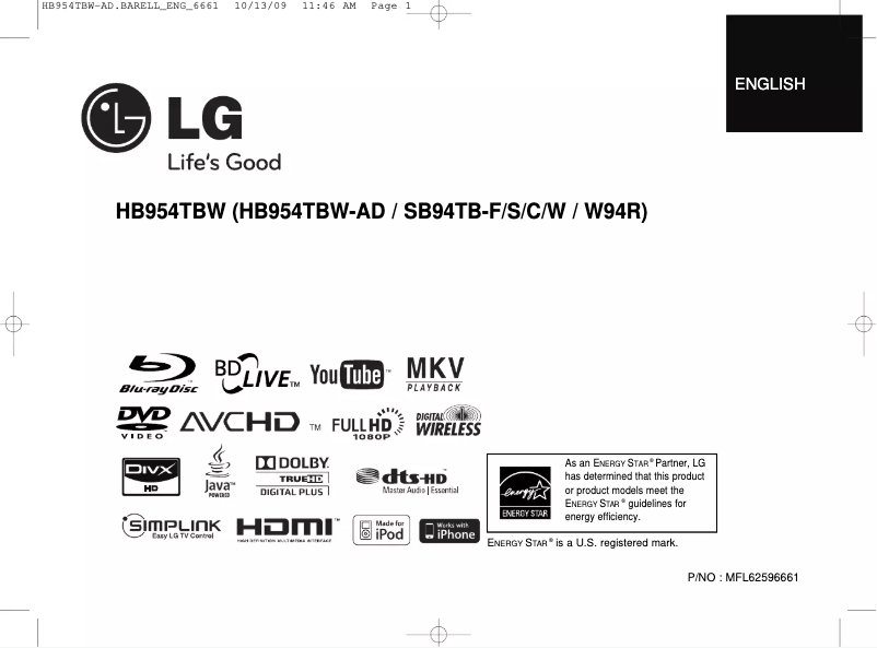 Page n°1 - Manuel utilisateur LG HB954TZW-AD