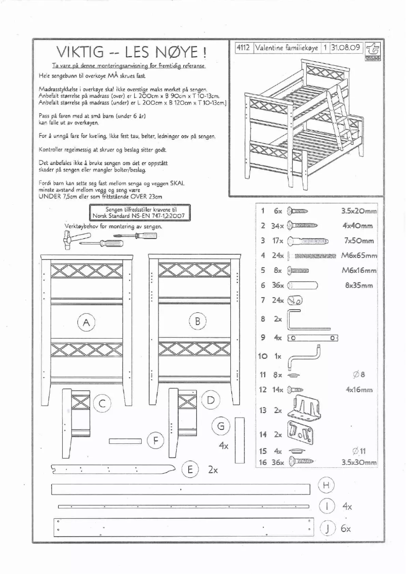 Page 1 de la notice Manuel utilisateur Talgø Valentine (120x90)